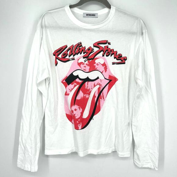 Daydreamer Rolling Stones Band Lick Crew Long Sleeve White XS NWOT - Picture 2 of 6